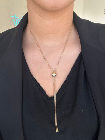 WEWA BOLO TIE TUBE BEIGE CHIP NECKLACE