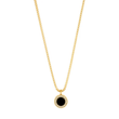 Jason Hyde gold box chain with black circular crystal pendant.   