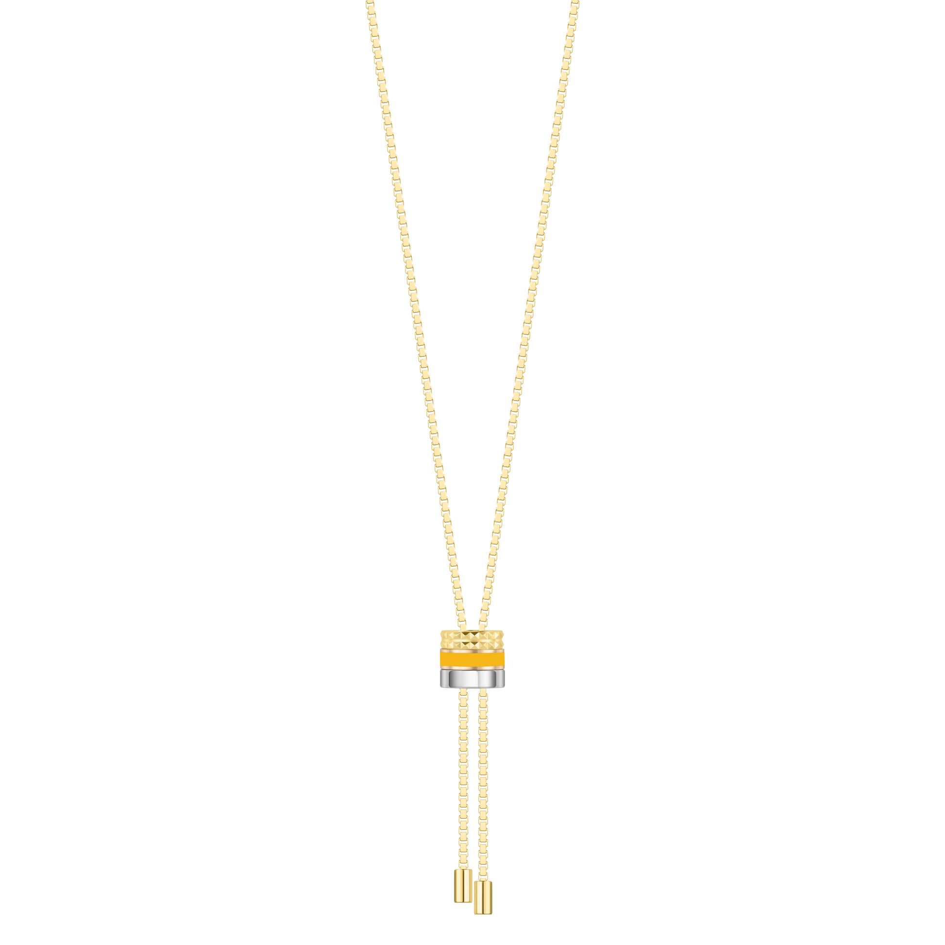 WEWA BOLO TIE TUBE SPECTRA YELLOW CHIP NECKLACE