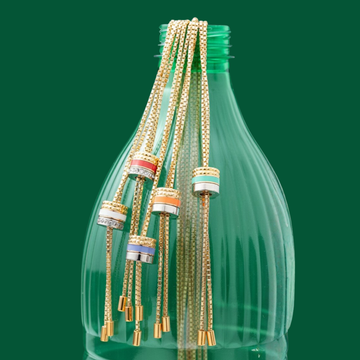 Five gold chain slider bracelets with adjustable closure,