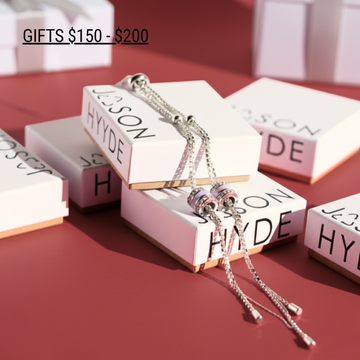 Gifts $150 - $200 Many Jason Hyde gift boxes with two necklaces on top of one box