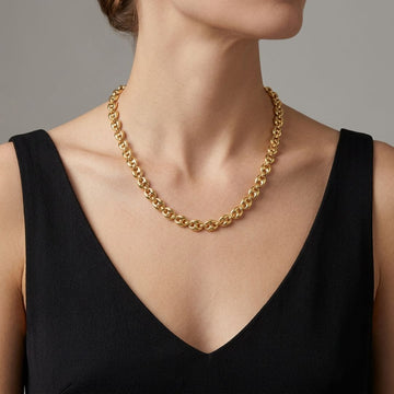 Chunky gold marine link chain necklace