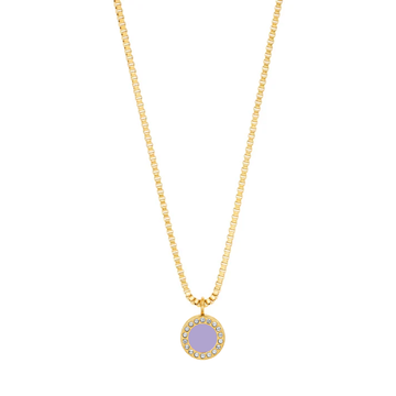 Ocean Jason Hyde gold necklace with Lavender and crystal round pendant