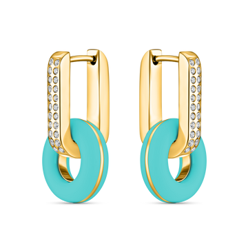 LIFESAVER TURQUOISE CHIP WITH ZIRCONIA HOOPS