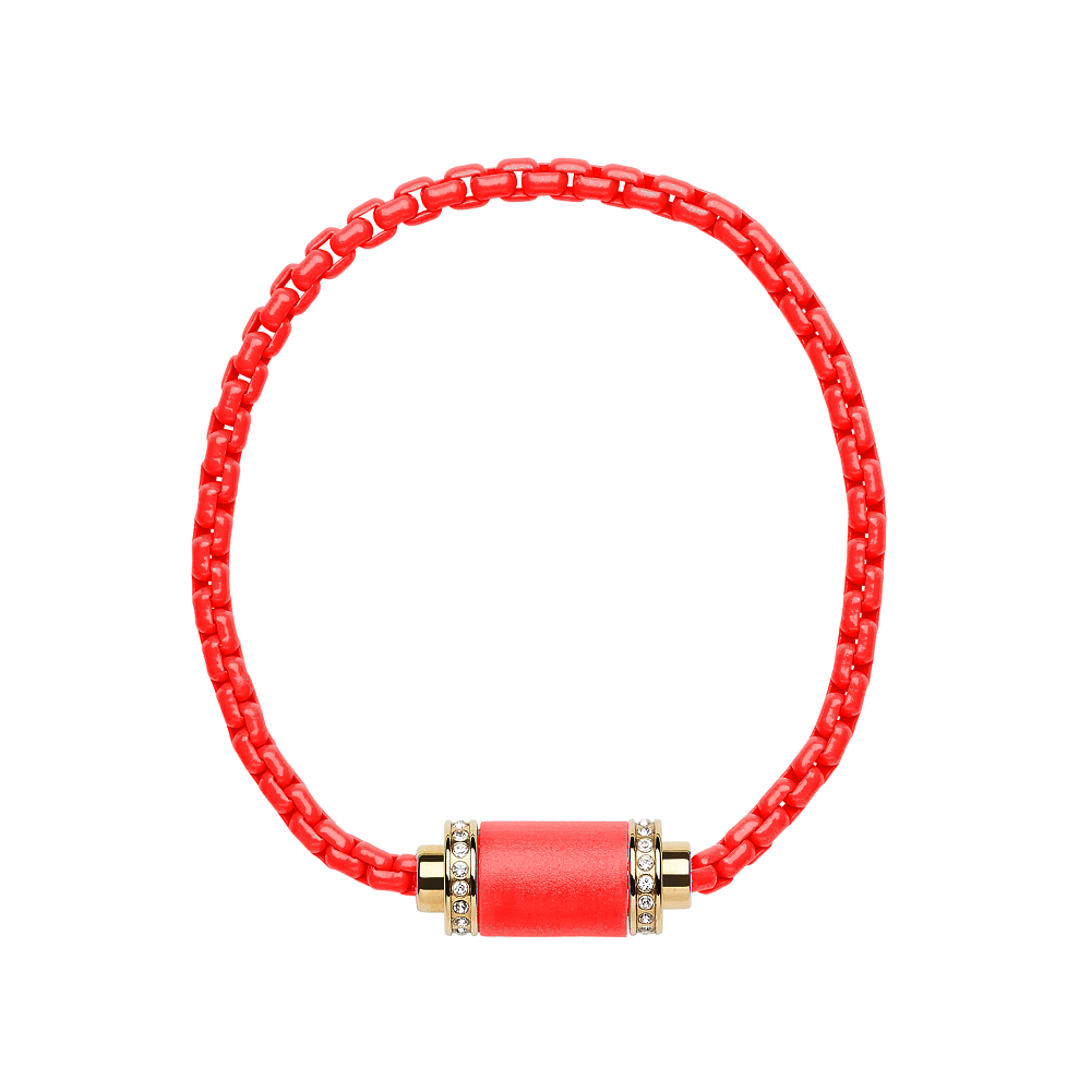 red magnet bracelet with red chain with zirconia