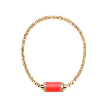red magent bracelet with gold chain and zirconia