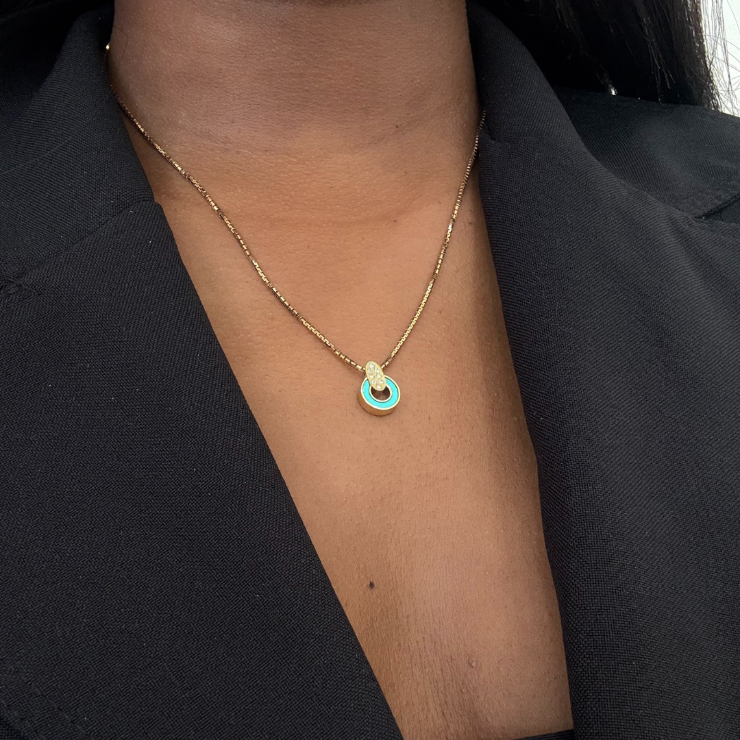 NEREIDA TURQUOISE CHIP WITH ZIRCONIA NECKLACE