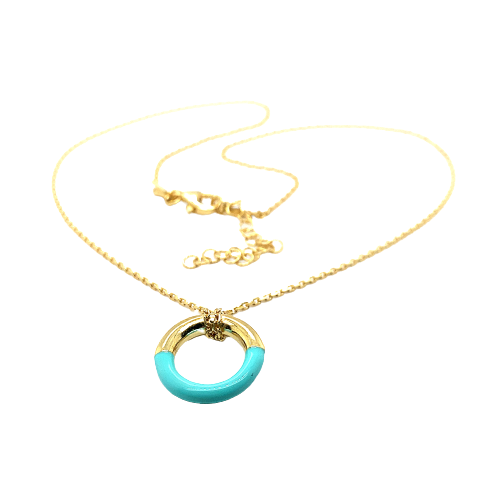 AQUARELLO GOLD CHAIN ROUND TURQUOISE NECKLACE