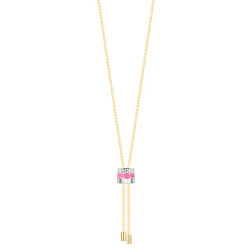 WEWA BOLO TIE TUBE ROSE VIOLET CHIP NECKLACE