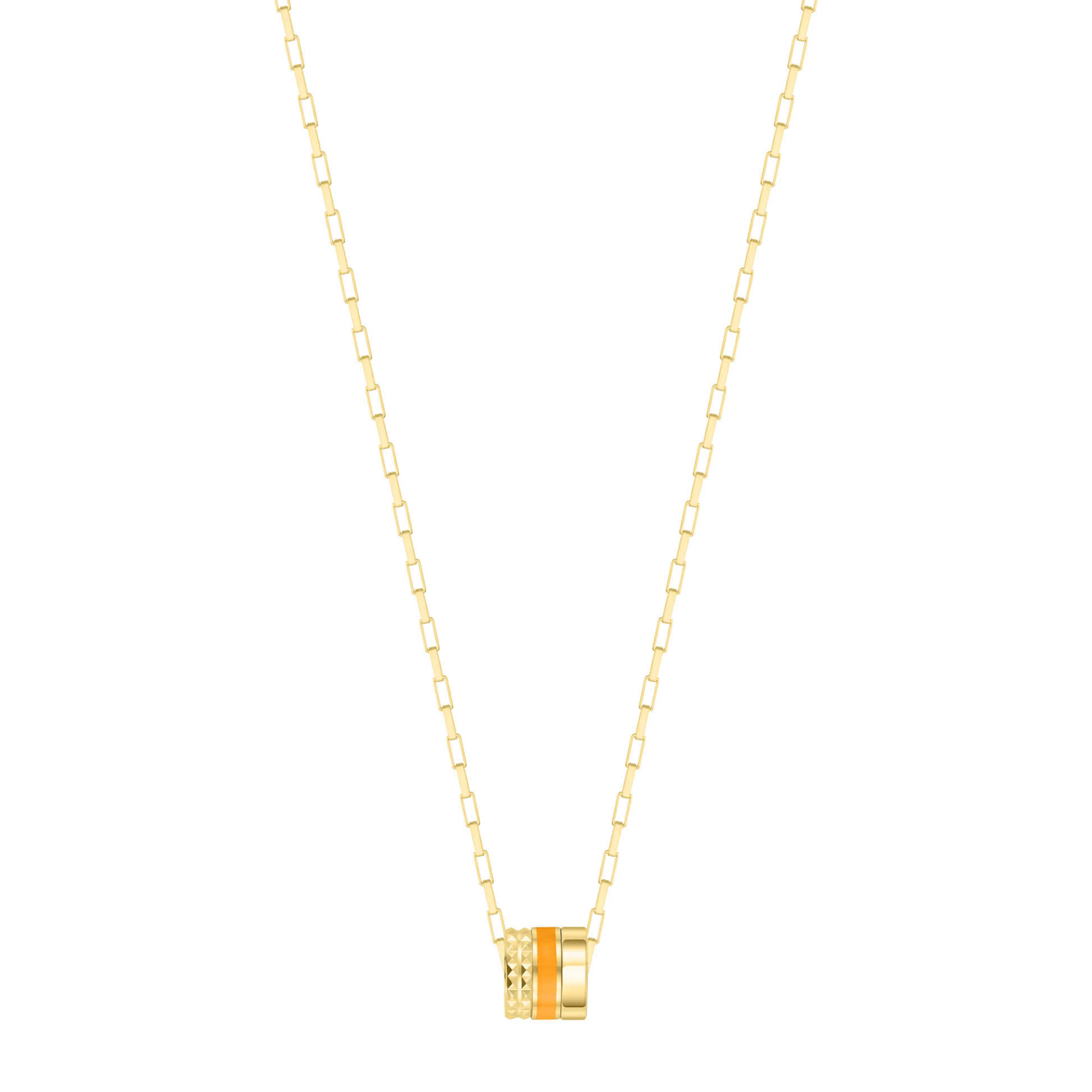 WEWA STERLING SILVER 18K GOLD PLATED TUBE ORANGE CHIP NECKLACE