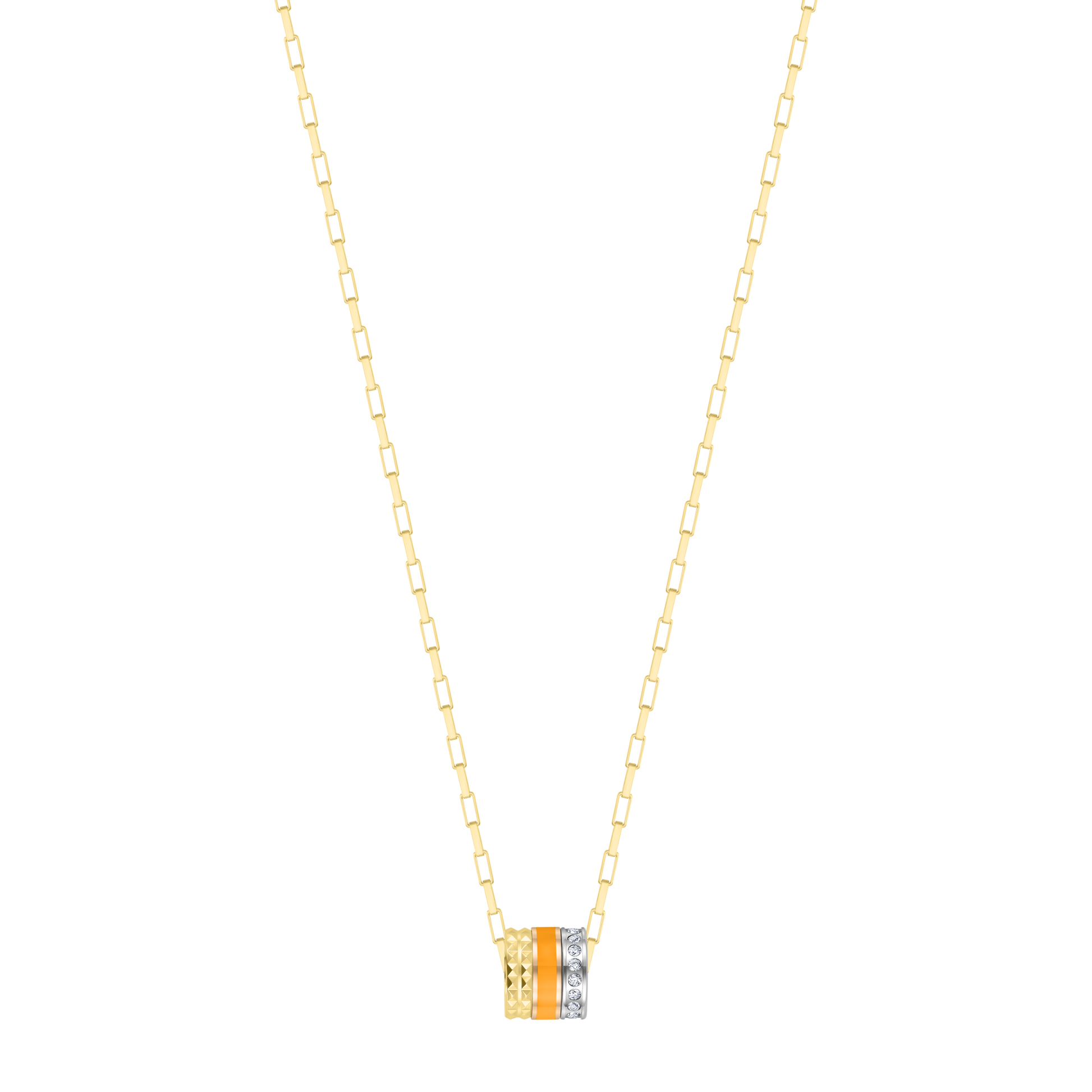 WEWA TUBE ORANGE CHIP WITH ZIRCONIA NECKLACE