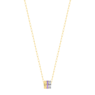 WEWA STERLING SILVER 18K GOLD PLATED TUBE LAVENDER CHIP WITH ZIRCONIA NECKLACE