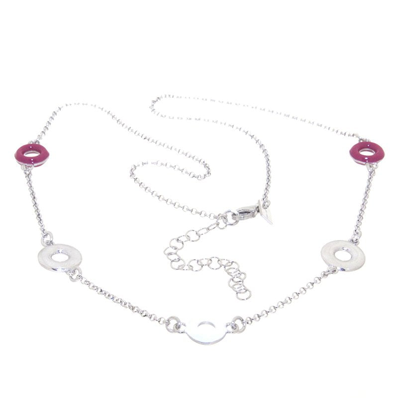 AQUARELLO HANGING ROUND SHAPED WHITE AND ROSE CHIPS VIOLET NECKLACE