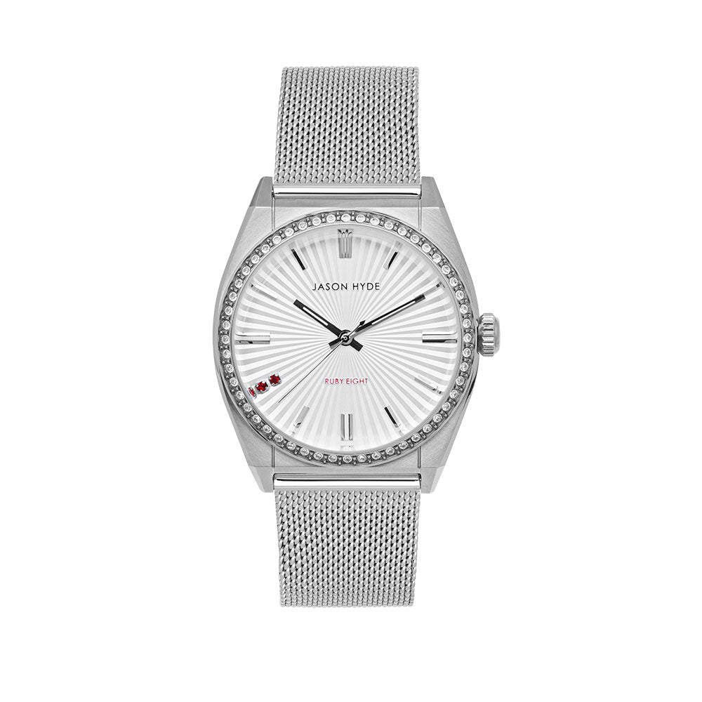 #RUBY-EIGHT | 36MM WATCH SILVER DIAL - MESH STRAP
