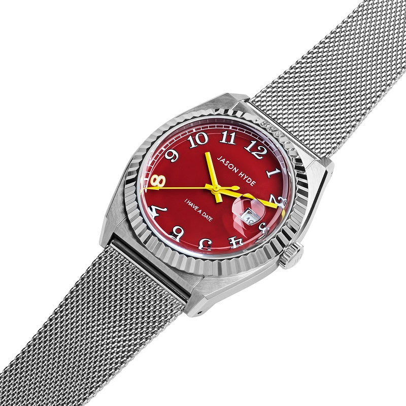 I HAVE A DATE | 40 MM WATCH RED DIAL - MESH STRAP