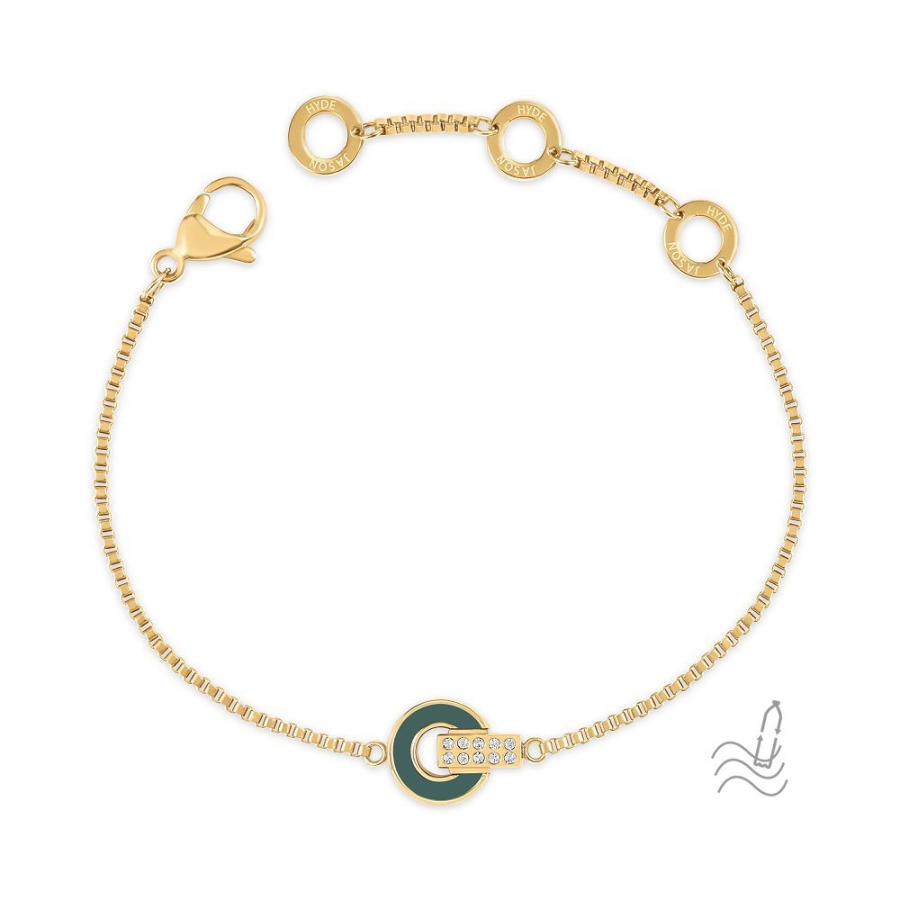NEREIDA BRACELET STERLING SILVER 18K GOLD PLATED GREEN CHIP WITH ZIRCONIA