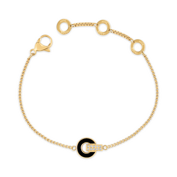 NEREIDA STERLING SILVER 18K GOLD PLATED CHAIN WITH BLACK CHIP WITH ZIRCONIA BRACELET