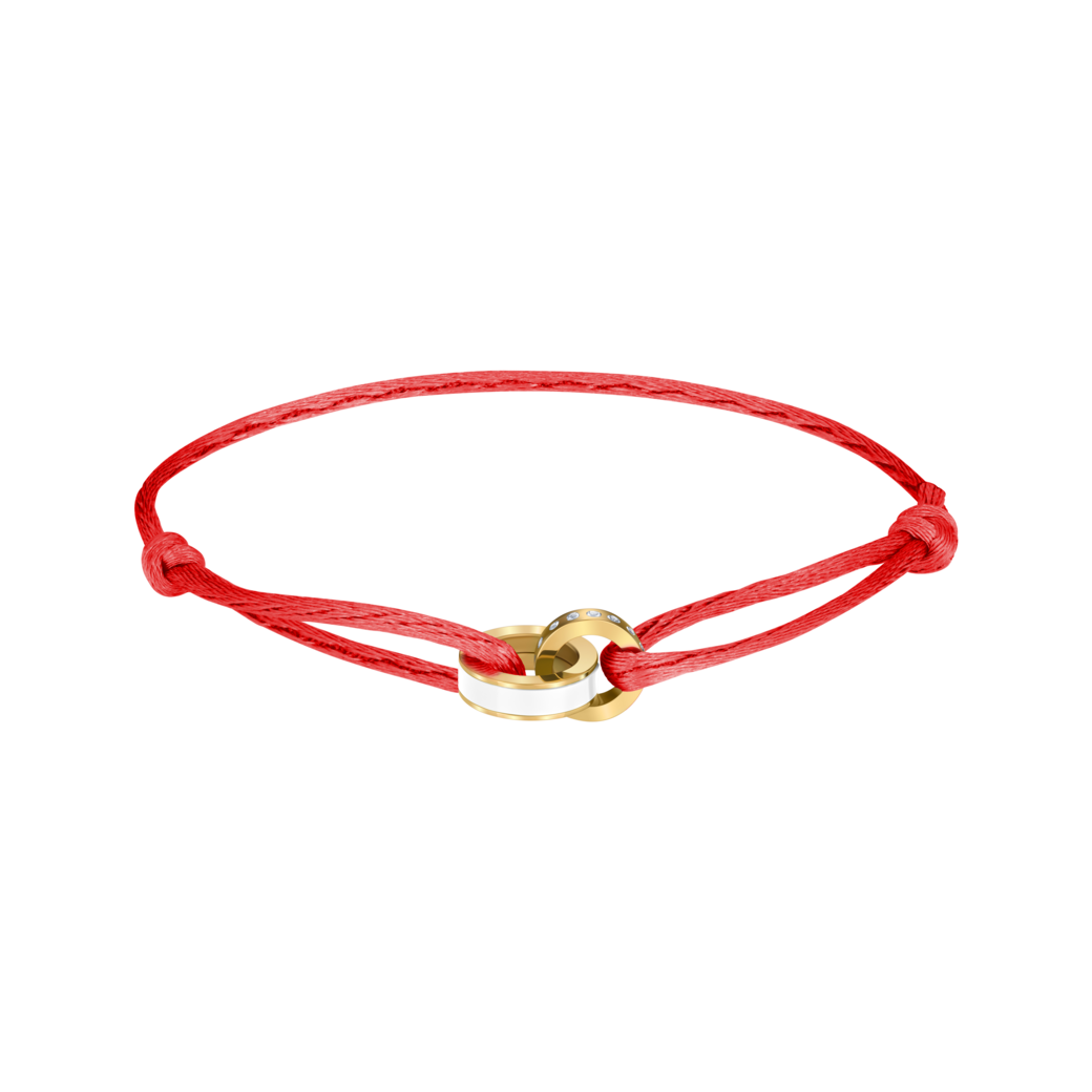 WEWA RED CORD WHITE CHIP WITH ZIRCONIA BRACELET