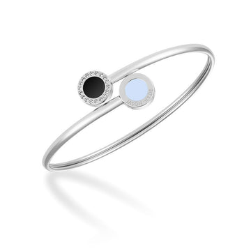 OCEAN BLACK AND WHITE CHIPS WITH ZIRCONIA BANGLE