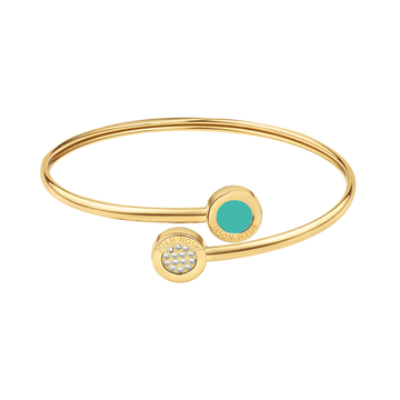 OCEAN STAINLESS STEEL 18K GOLD PLATED TURQUOISE AND PAVE CHIPS BANGLE