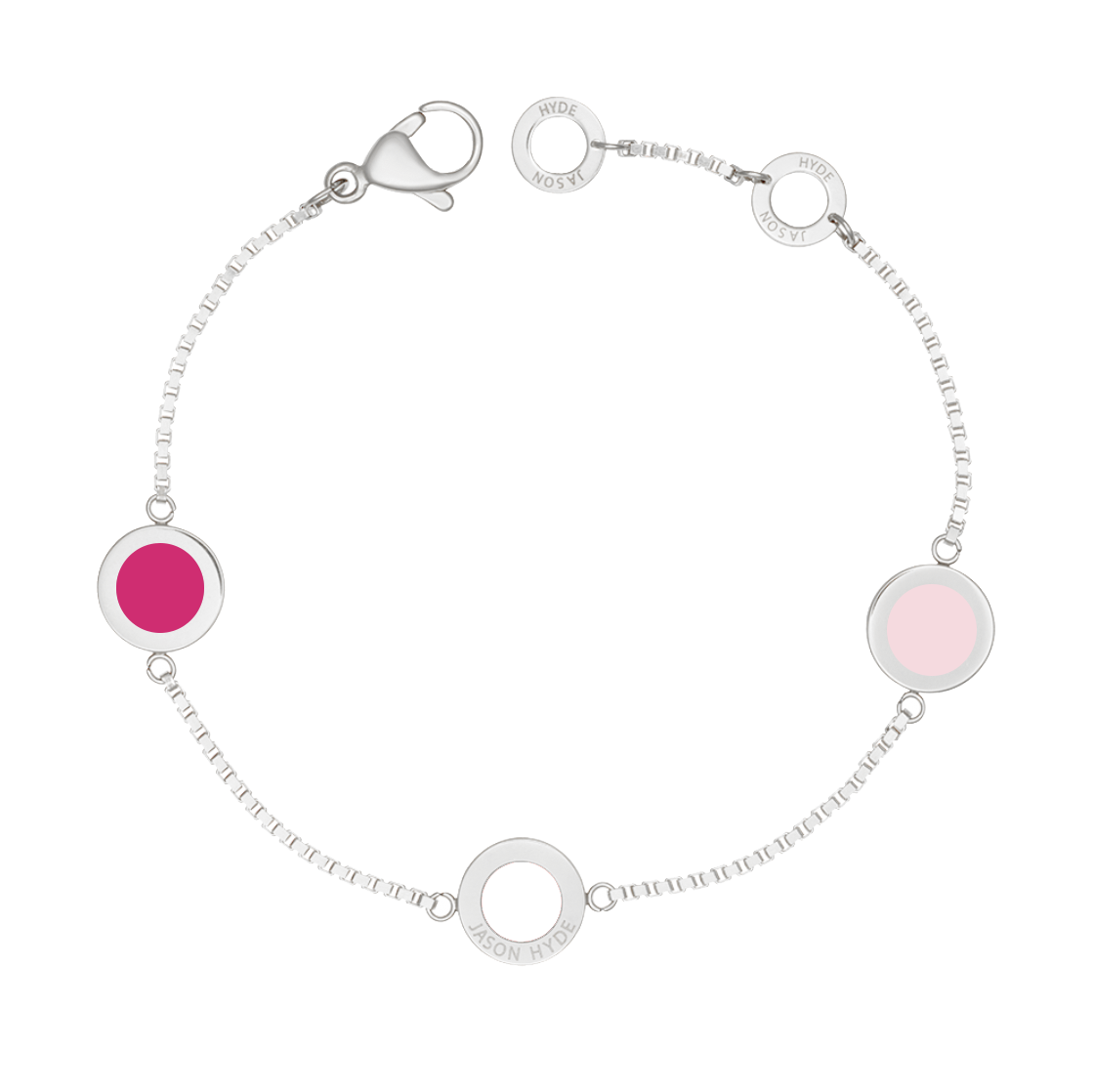 OCEAN RASPBERRY, WHITE AND LIGHT PINK TRIO BRACELET