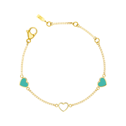AMARE HEARTS SHAPED TURQUOISE AND WHITE CHIPS TRIO BRACELET