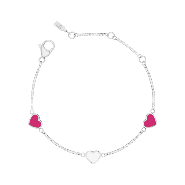 AMARE HEARTS SHAPED RASPBERRY AND WHITE CHIPS TRIO BRACELET