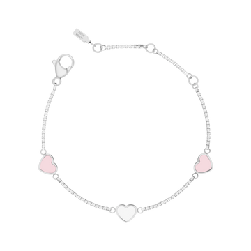 AMARE HEARTS SHAPED LIGHT PINK AND WHITE CHIPS TRIO BRACELET