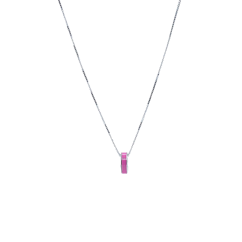 WEWA STERLING SILVER CHAIN ROSE VIOLET CIRCLE CHIP NECKLACE