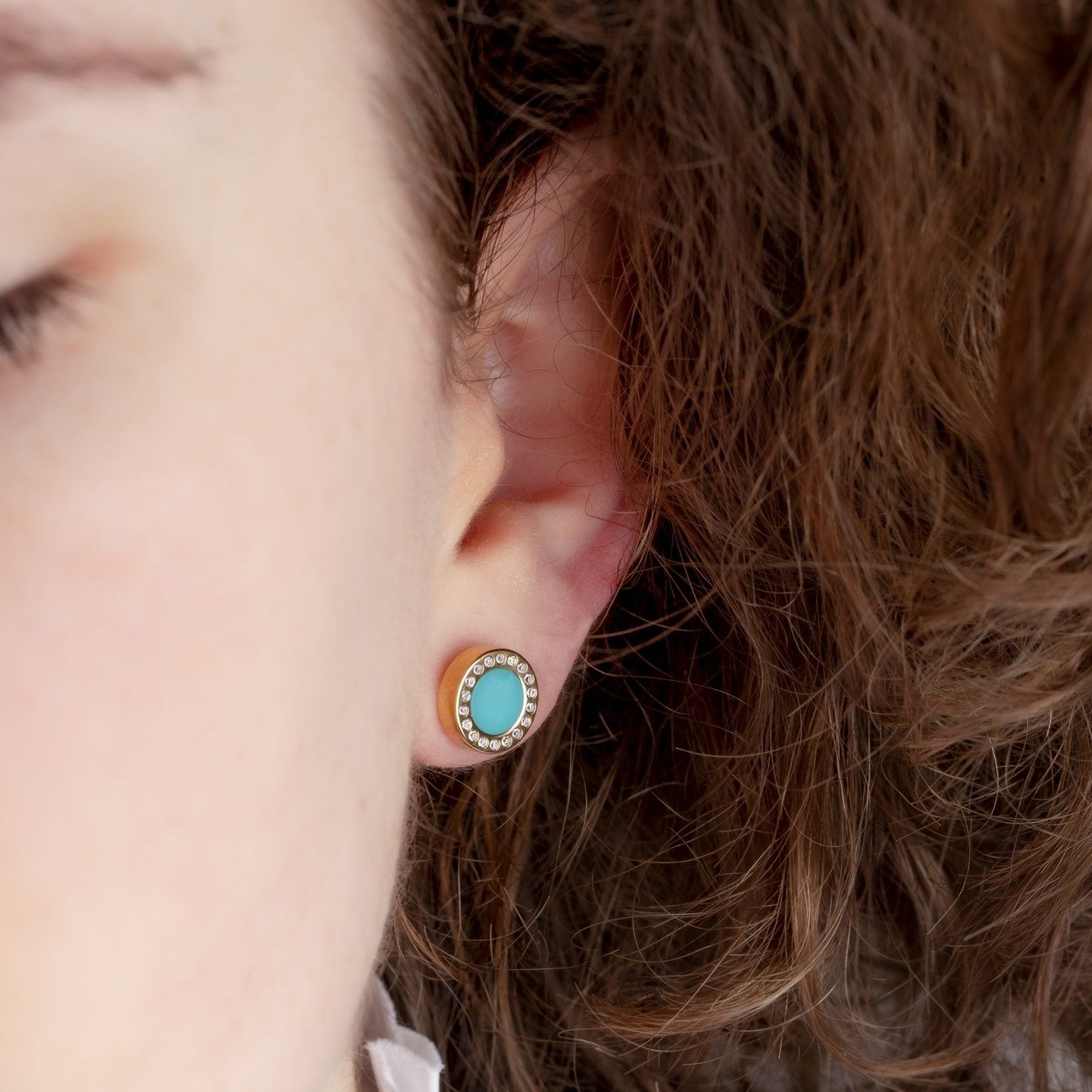 OCEAN TURQUOISE CHIP WITH ZIRCONIA EARRING_1