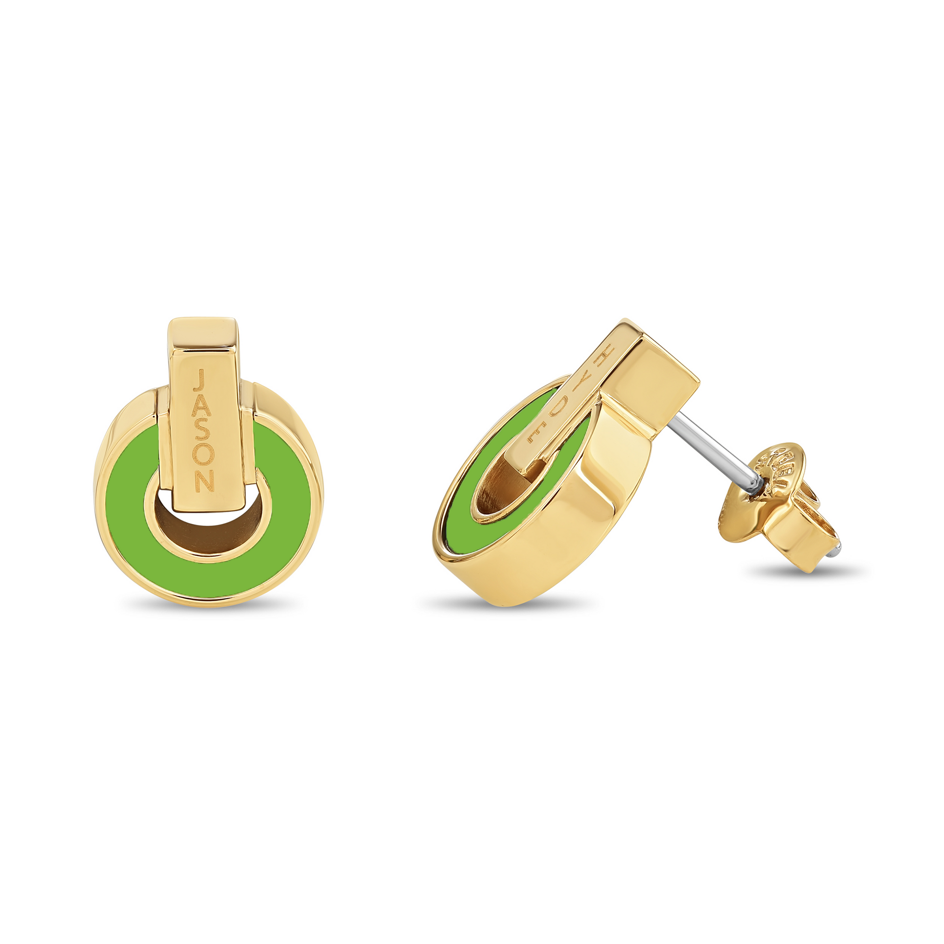 NEREIDA STAINLESS STEEL 18K GOLD PLATED LIME GREEN CHIP EARRING