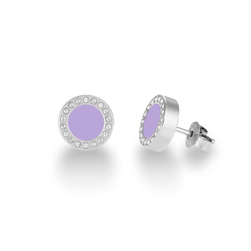 OCEAN LAVENDER STAINLESS STEEL CHIP WITH ZIRCONIA EARRING
