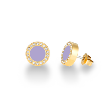 OCEAN YELLOW GOLD PLATED LAVENDER CHIP WITH ZIRCONIA EARRING