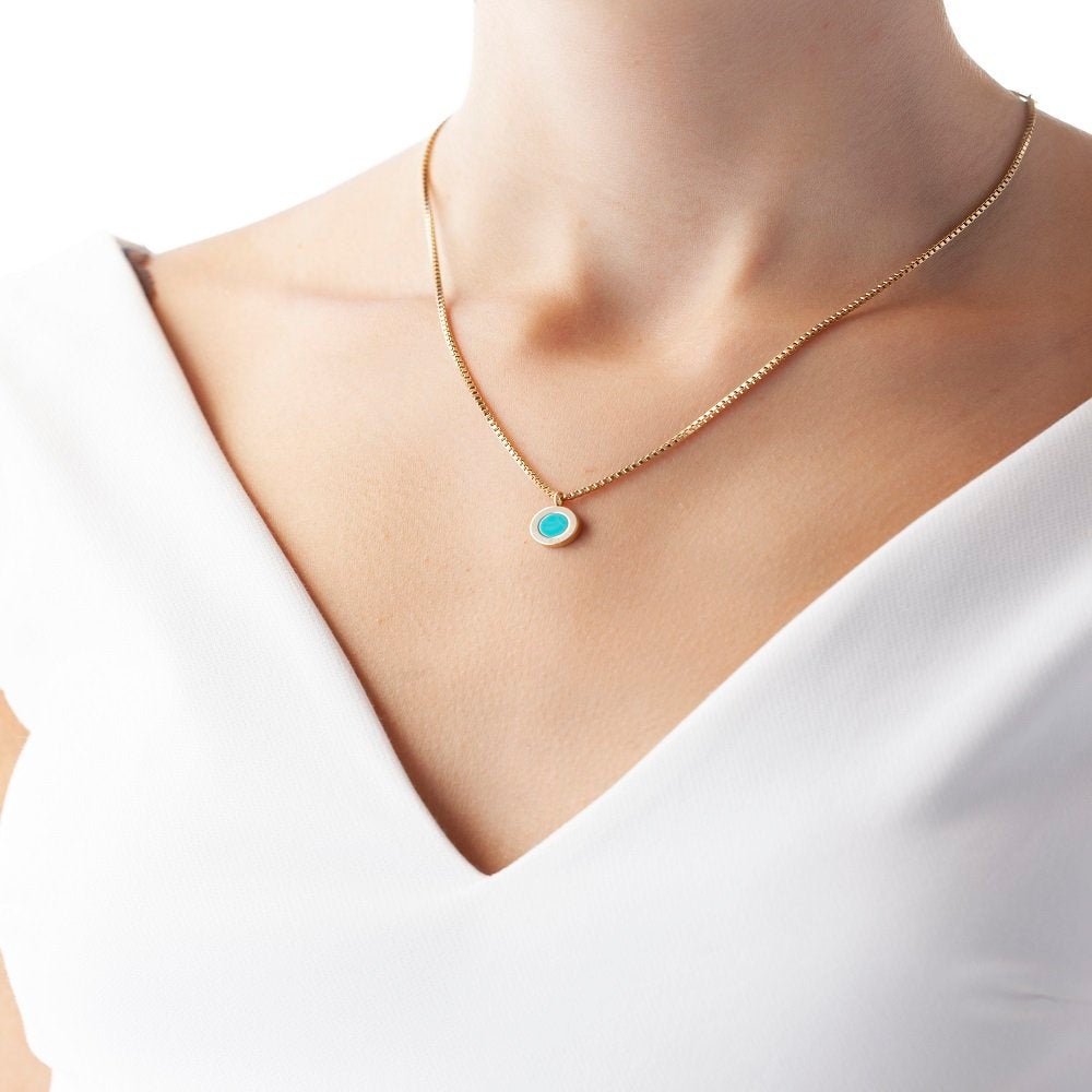 OCEAN TURQUOISE CHIP WITH ZIRCONIA NECKLACE