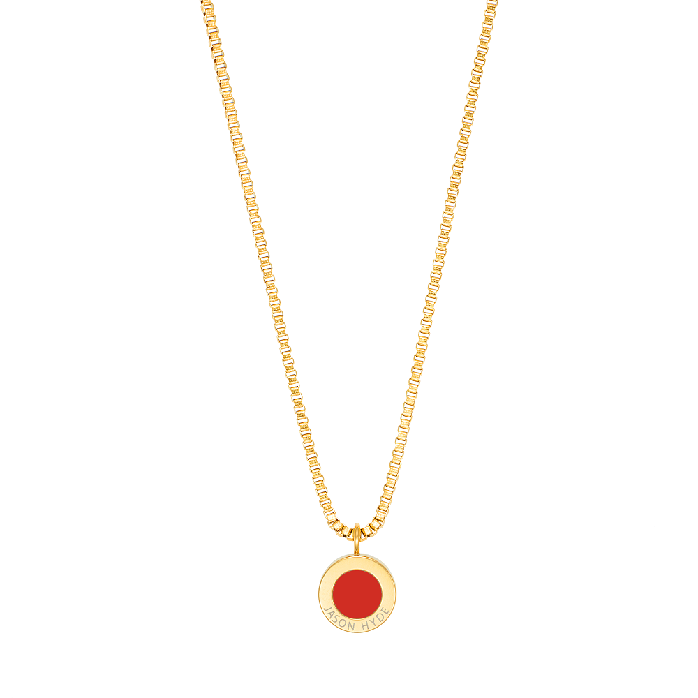 OCEAN STERLING SILVER 18K GOLD PLATED CHAIN RED CHIP NECKLACE