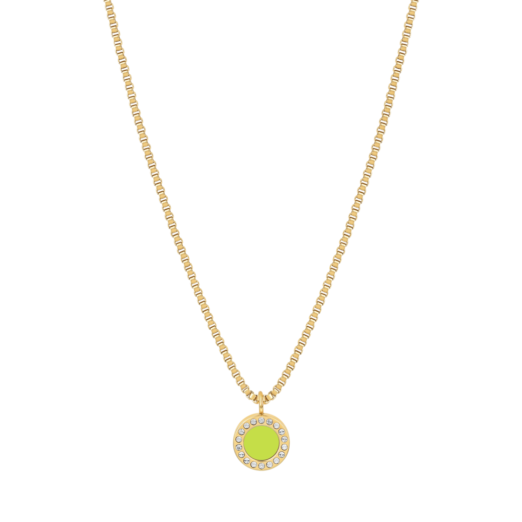 OCEAN LIME GREEN CHIP WITH ZIRCONIA NECKLACE