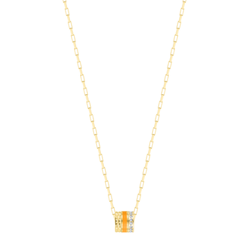 WEWA STERLING SILVER 18K GOLD PLATED  TUBE ORANGE CHIP WITH ZIRCONIA NECKLACE