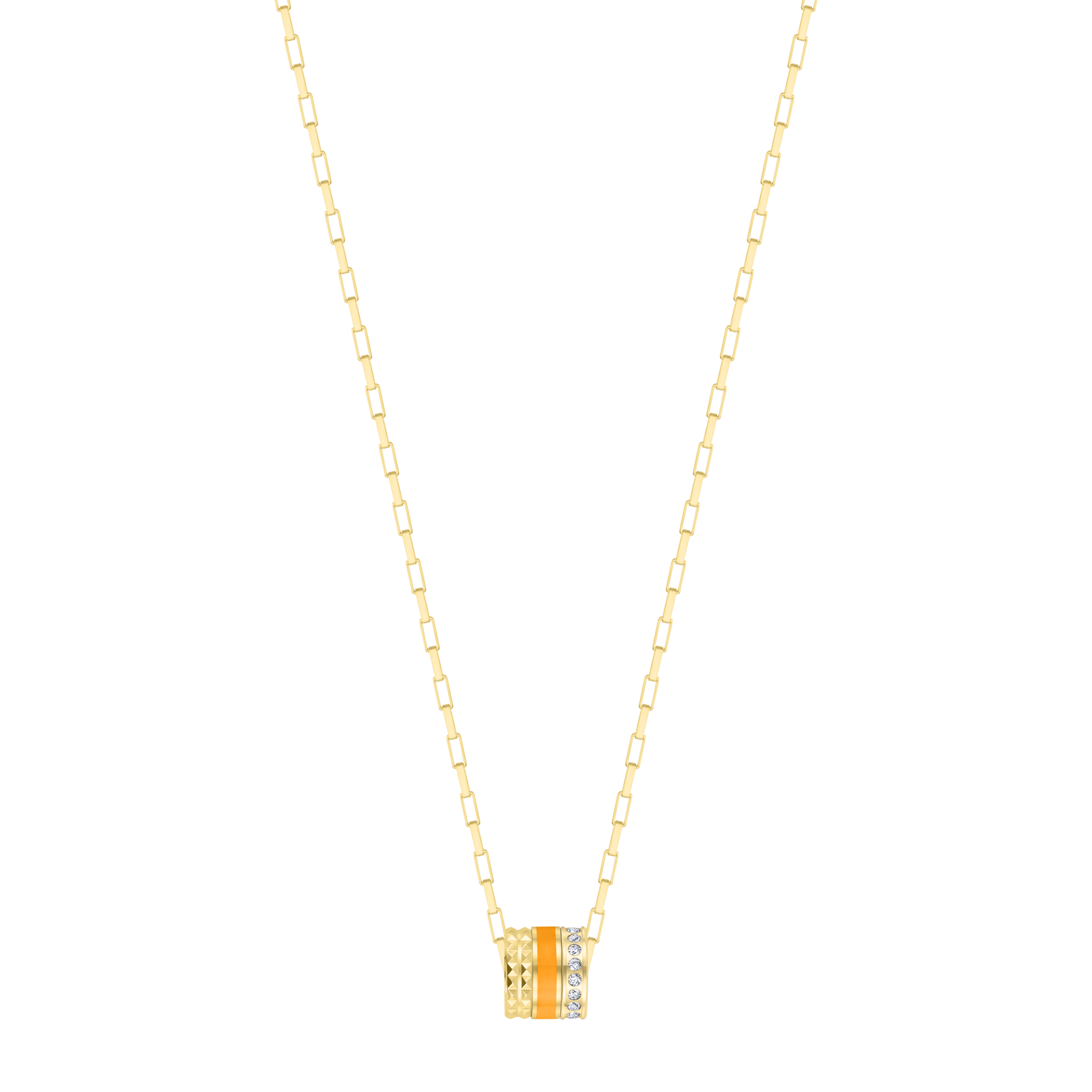 WEWA TUBE ORANGE CHIP WITH ZIRCONIA NECKLACE