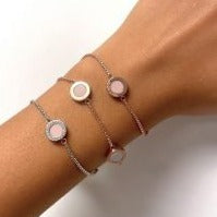 OCEAN STERLING SILVER CHAIN ROSE VIOLET CHIP WITH ZIRCONIA BRACELET