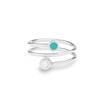 NEW WAVE TURQUOISE AND WHITE CHIP DOUBLE RING