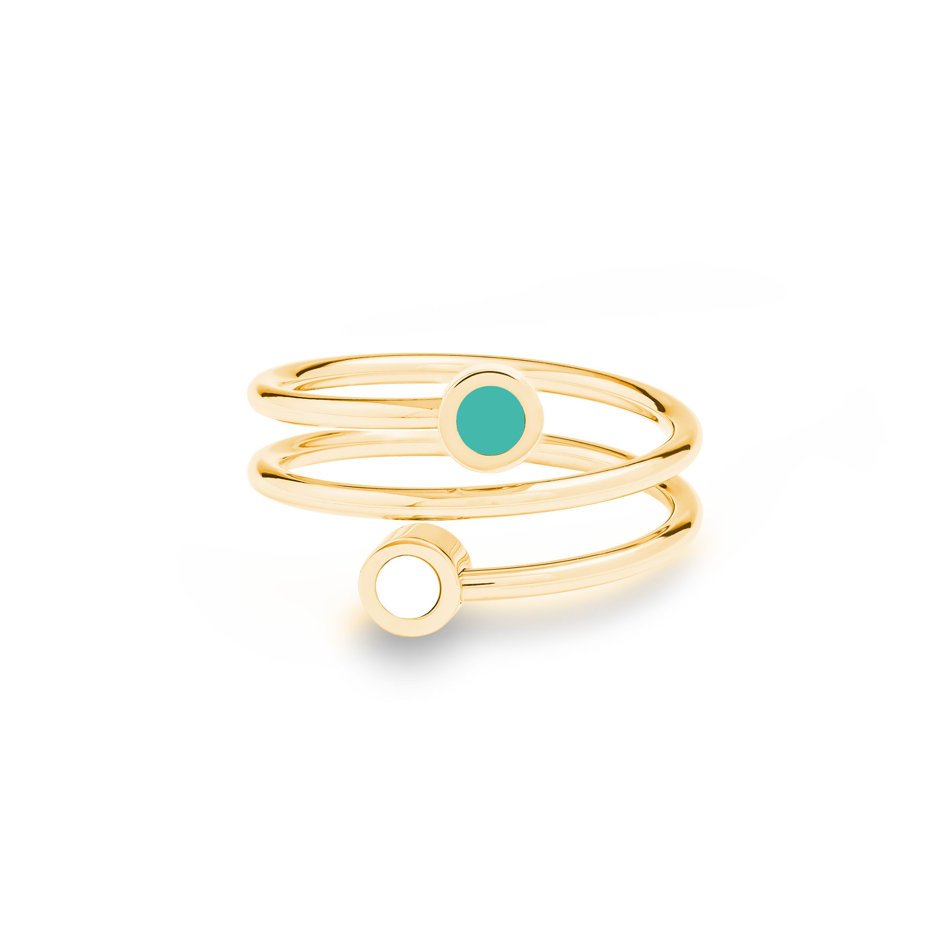 NEW WAVE TURQUOISE AND WHITE CHIP DOUBLE RING