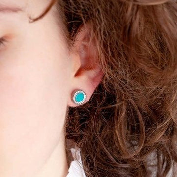OCEAN TURQUOISE CHIP WITH ZIRCONIA EARRING