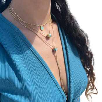 WEWA BOLO TIE TUBE TURQUOISE CHIP NECKLACE